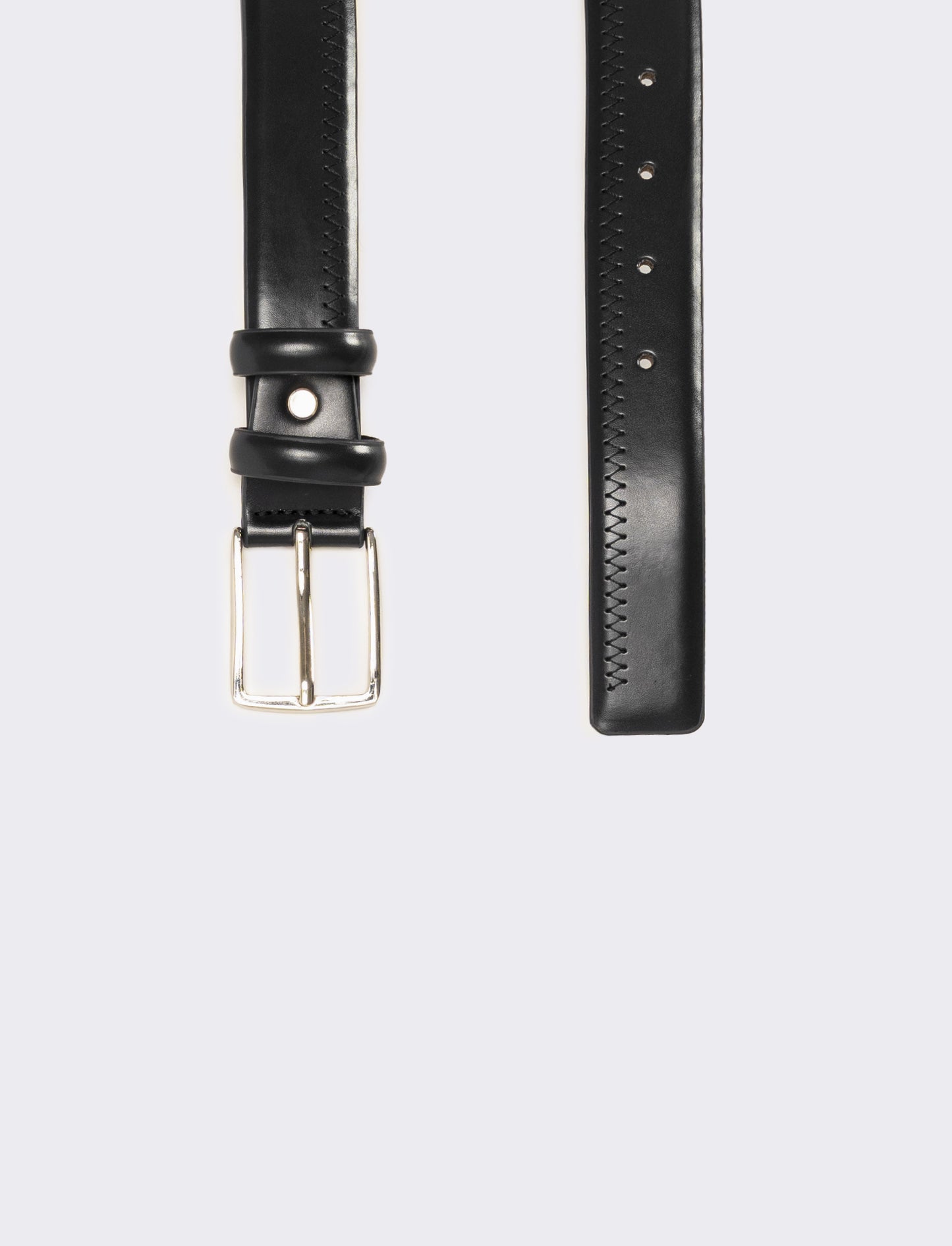 Cintura uomo zig zag con 2 passanti h 3,5 cm - Nero