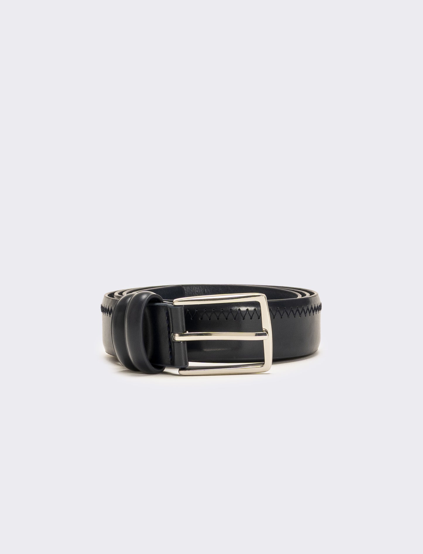 Cintura uomo zig zag con 2 passanti h 3,5 cm - Blu
