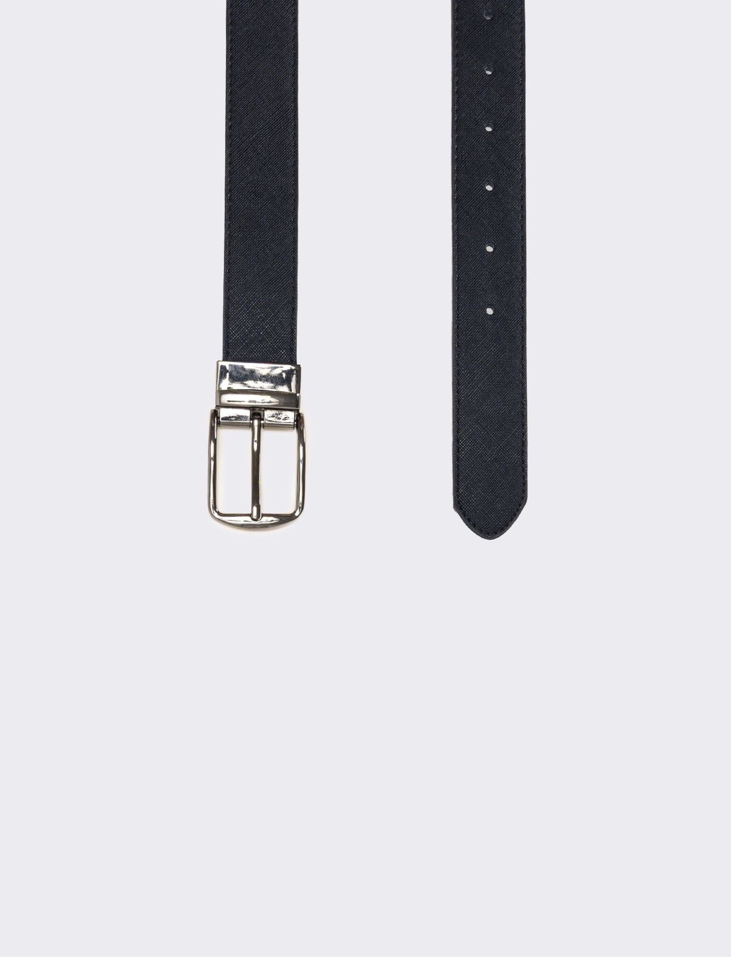 Cintura uomo double face saffiano e liscia - Blu-nero