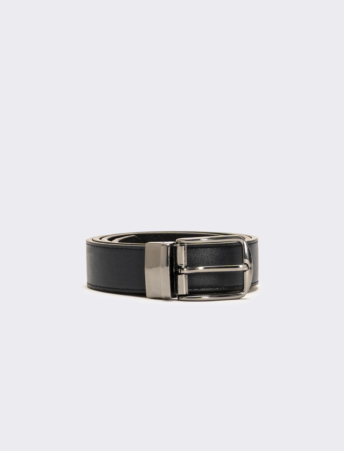 Cintura uomo double face saffiano e liscia - Blu-nero