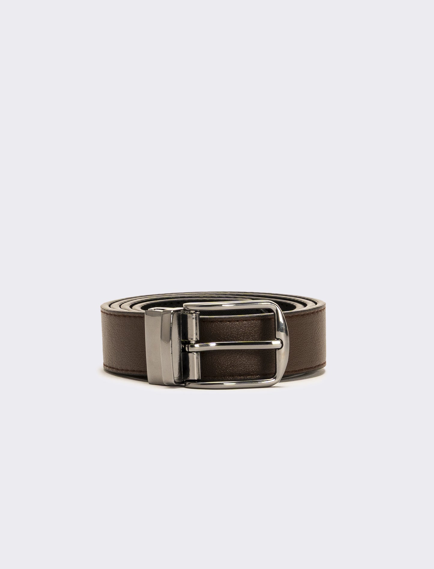 Cintura uomo double face saffiano e liscia - Moro