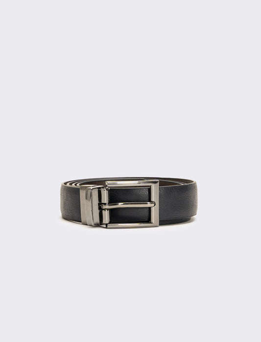 Cintura lucida double face h 3 cm - Blu