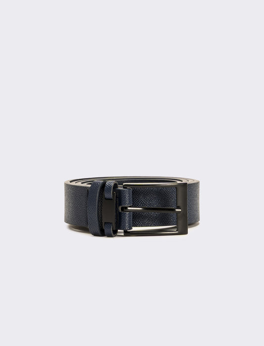 Cintura uomo doppio passante opaca - Blu