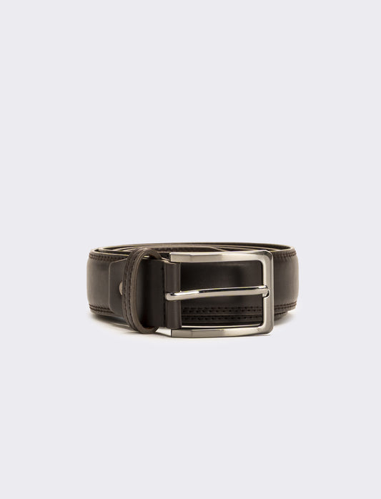 Cintura uomo basic bombata h 3,5 cm - Moro