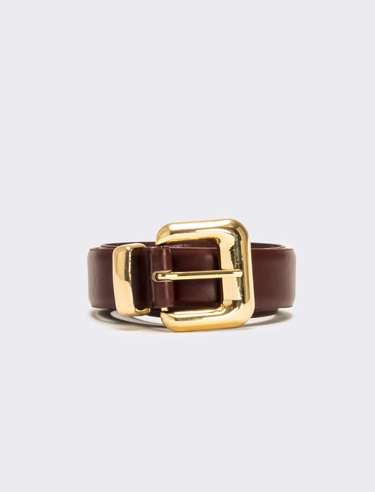 Cintura donna basic con passante in metallo - Bordeaux