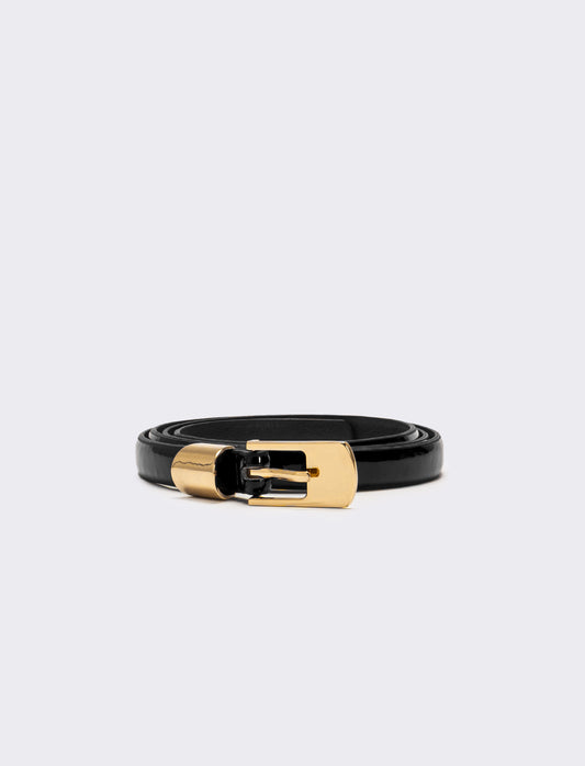 Cintura donna sottile in vernice - Nero