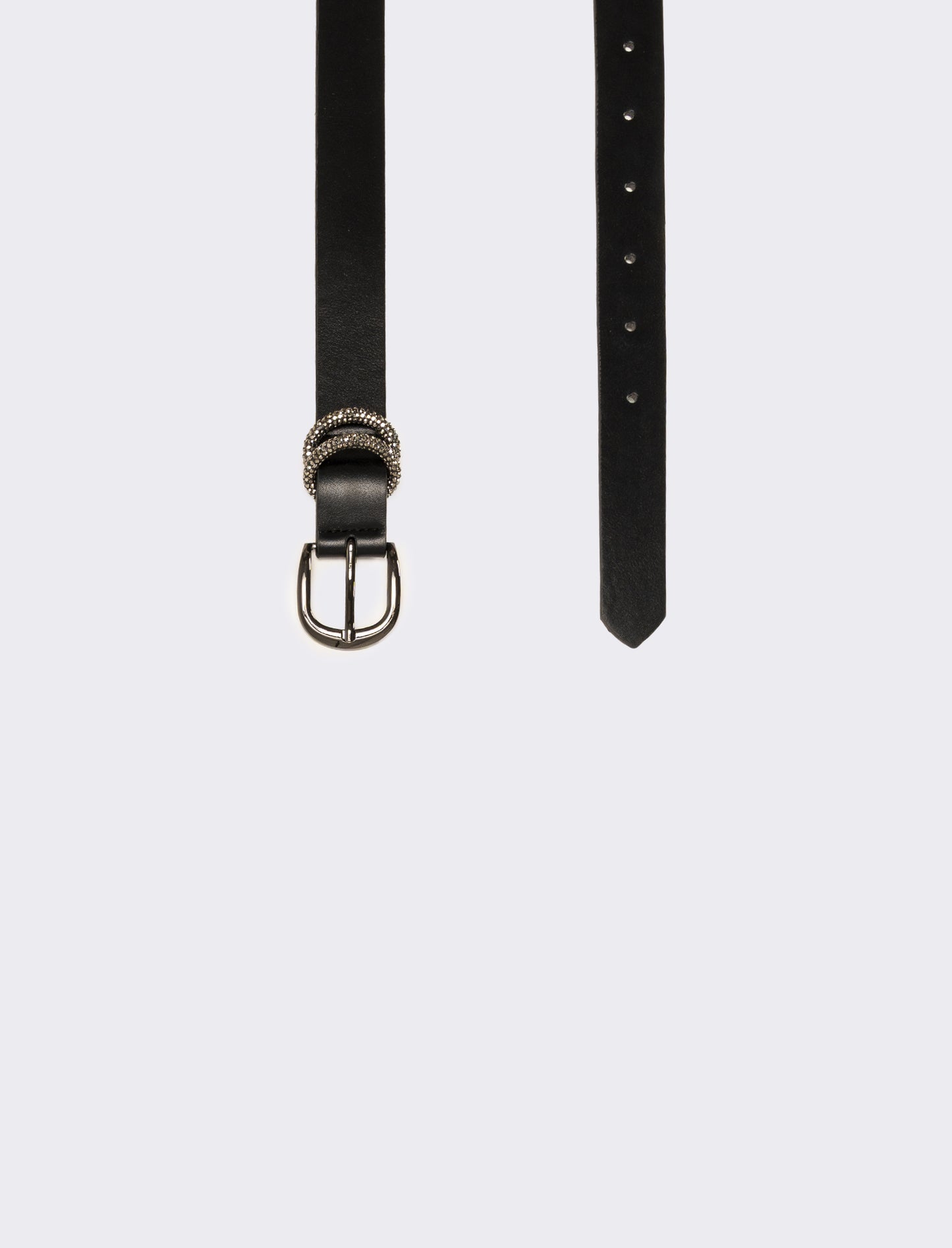 Cintura donna con doppio passante strass - Nero