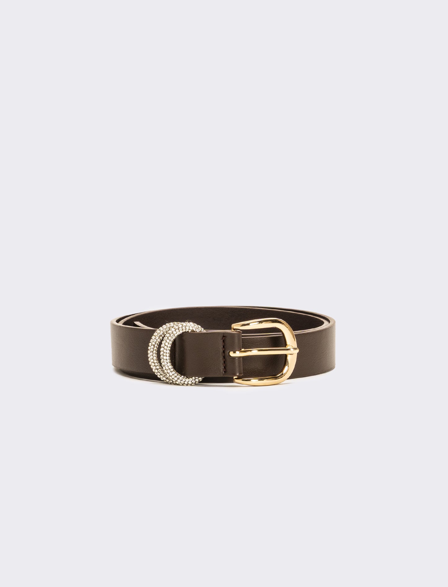 Cintura donna con doppio passante strass - Marrone