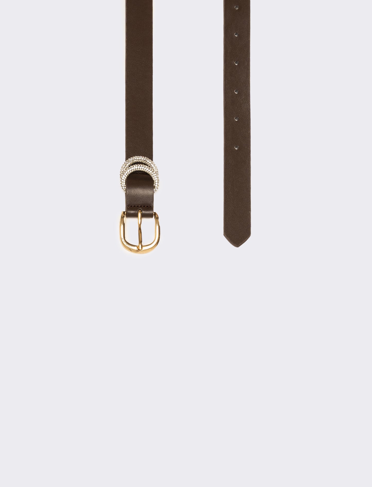 Cintura donna con doppio passante strass - Marrone