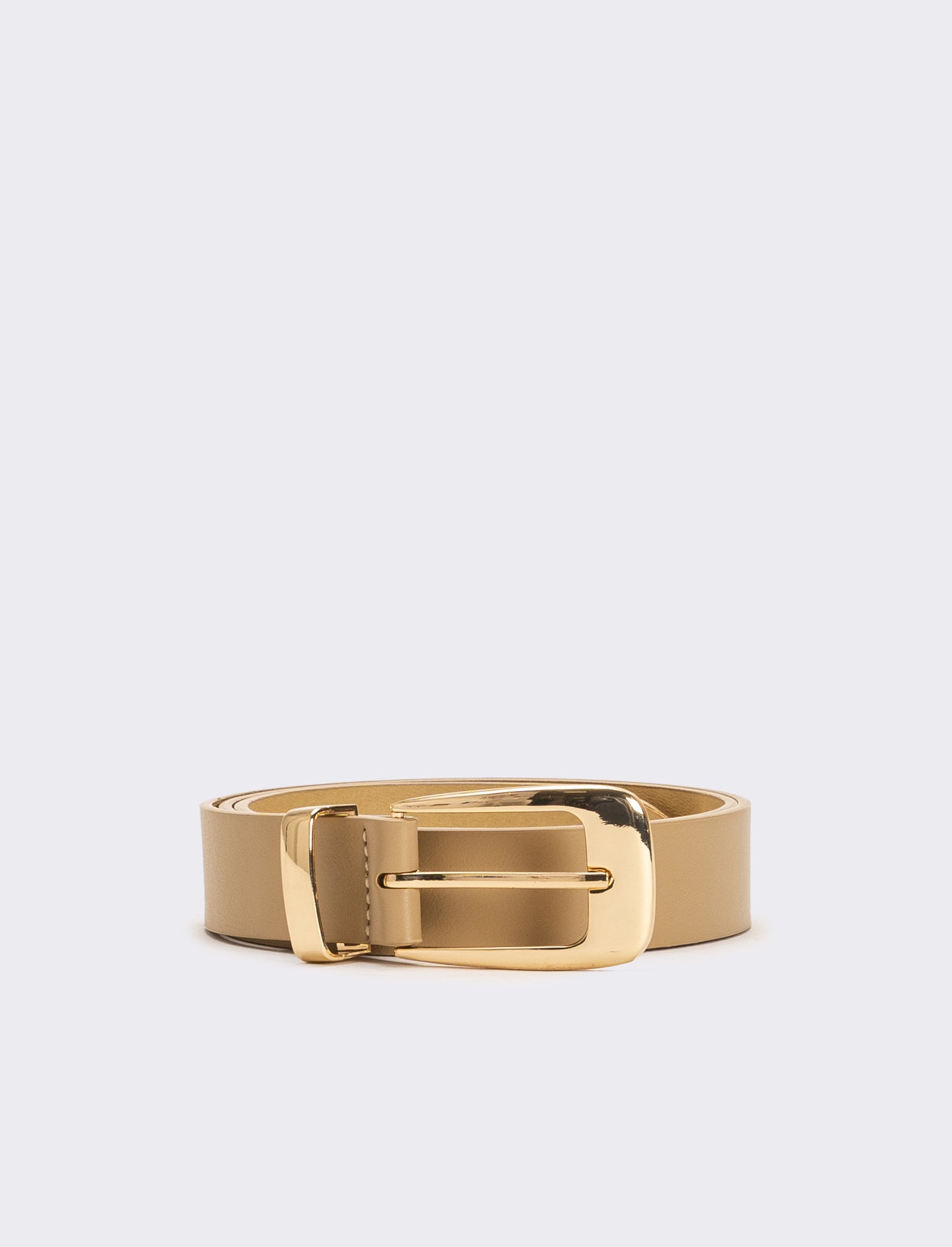 Cintura donna con passante e puntale in metallo - Beige