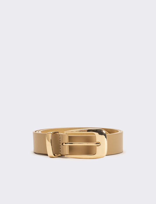 Cintura donna con passante e puntale in metallo - Beige