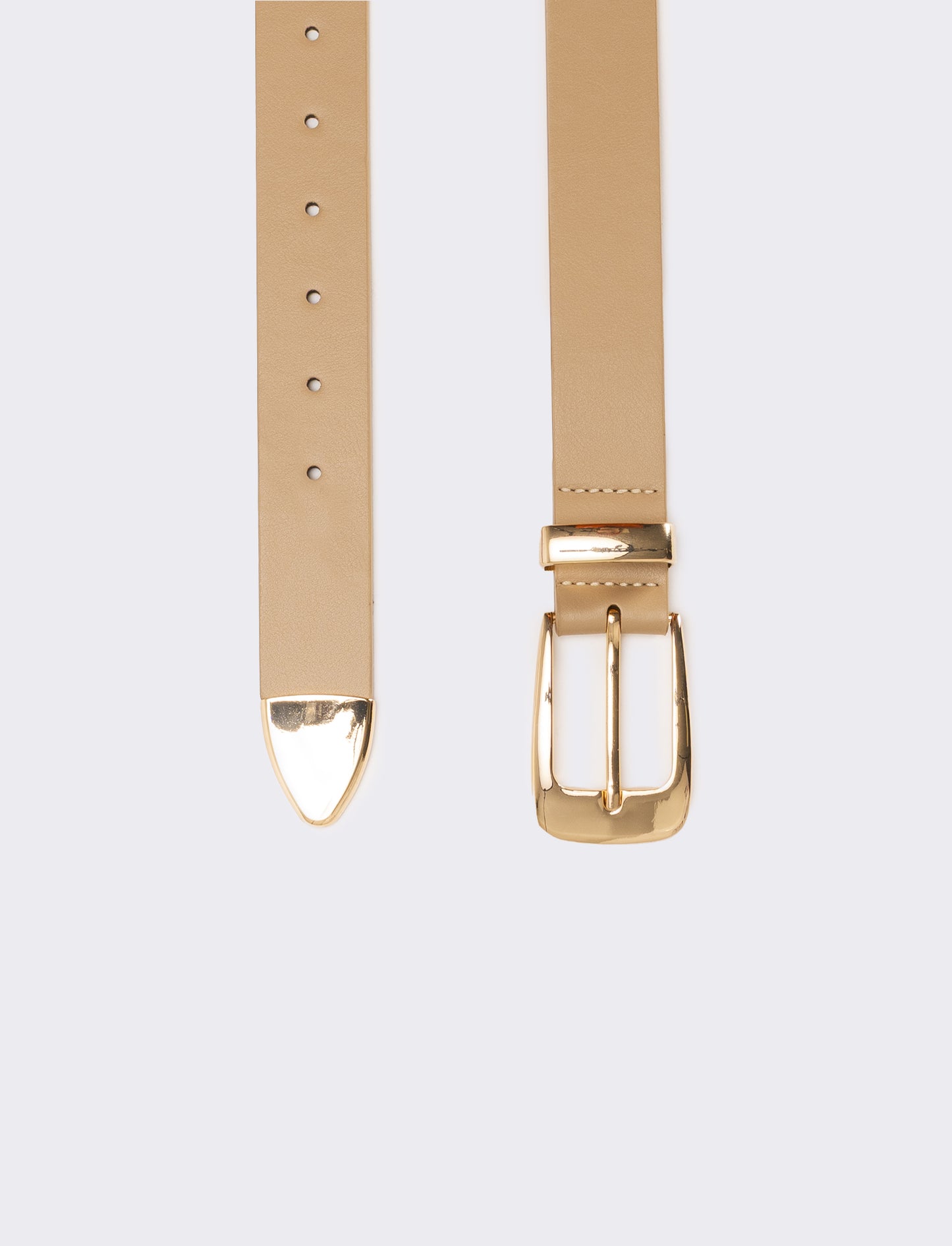 Cintura donna con passante e puntale in metallo - Beige