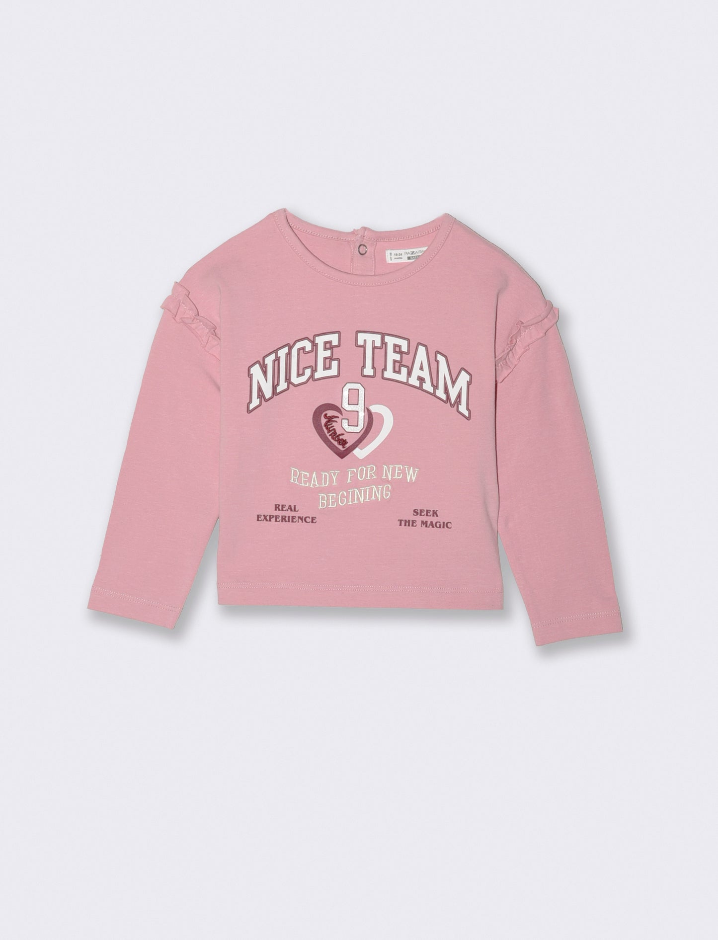 T shirt con stampa e rouches - Rosa