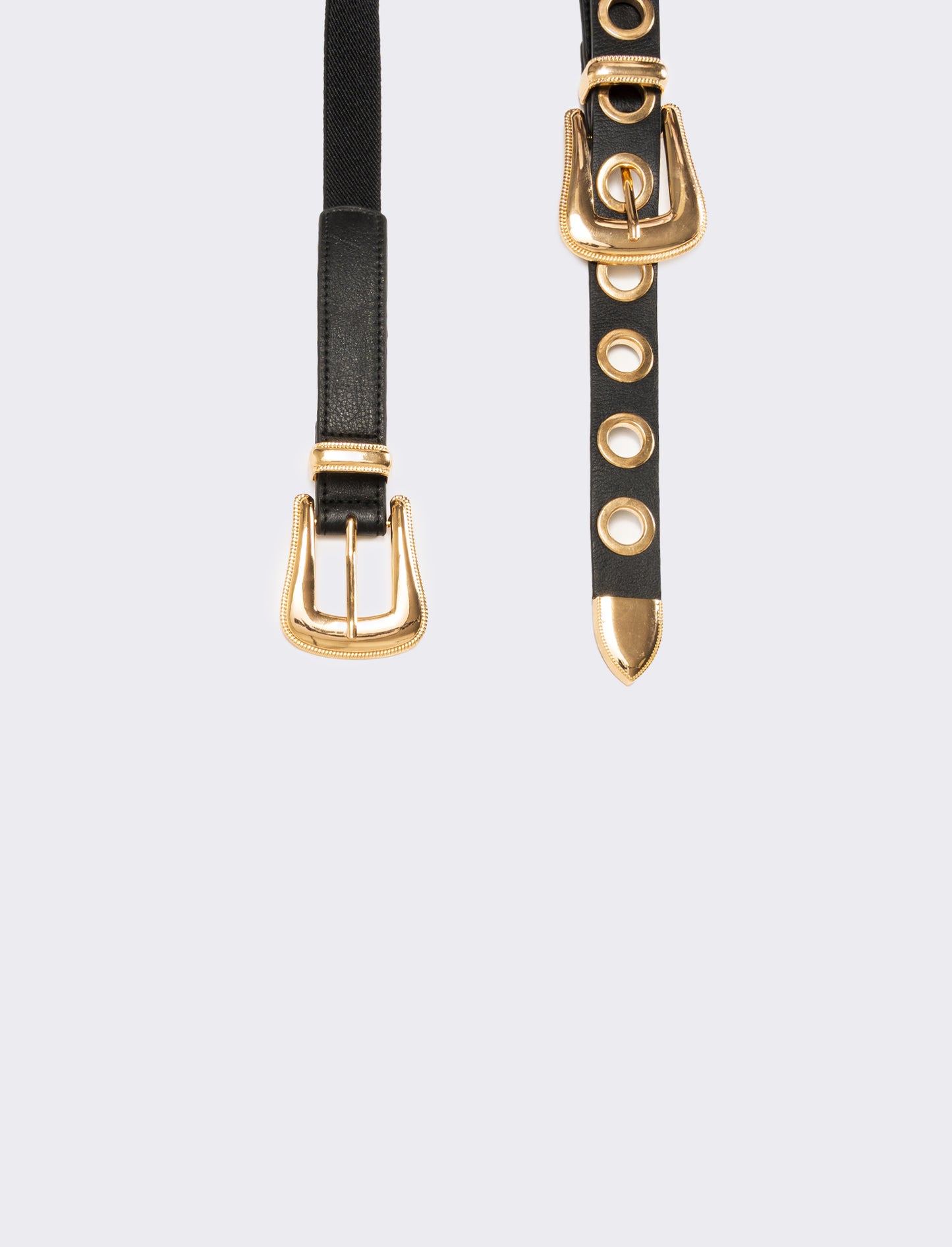 Cintura donna elastica doppia fibbia e occhielli metallo - Nero-oro