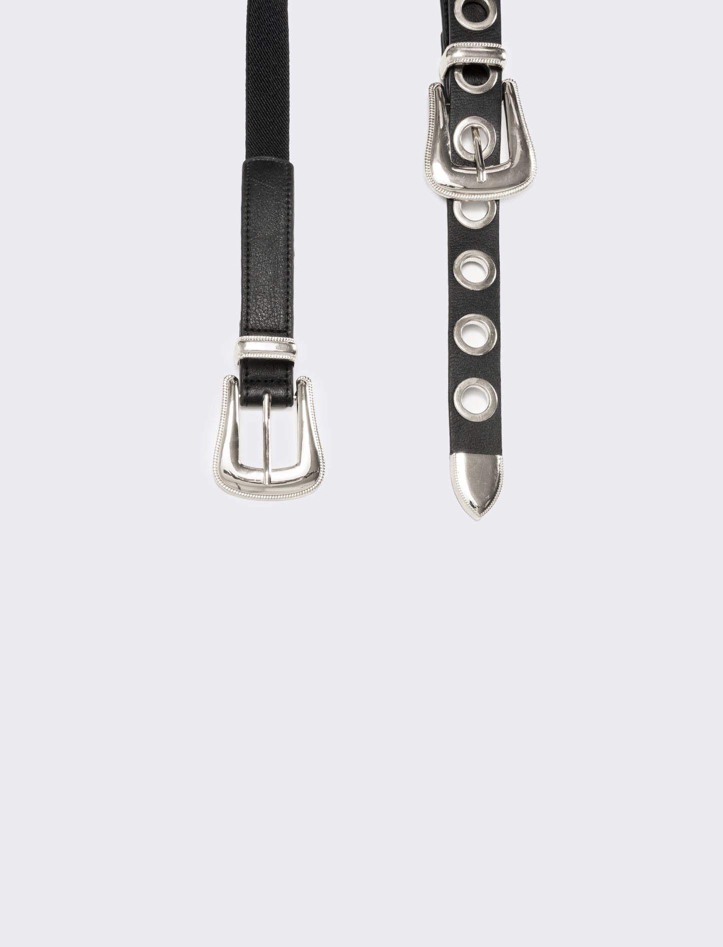 Cintura donna elastica doppia fibbia e occhielli metallo - Nero-argento