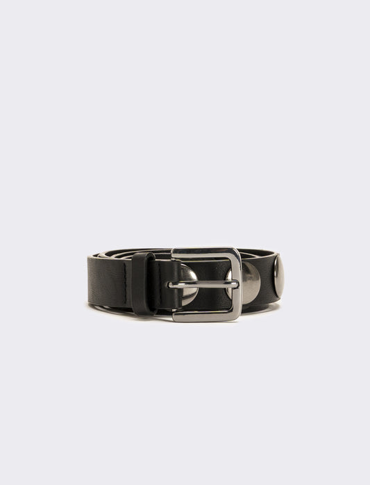 Cintura donna sottile con borchie - Nero