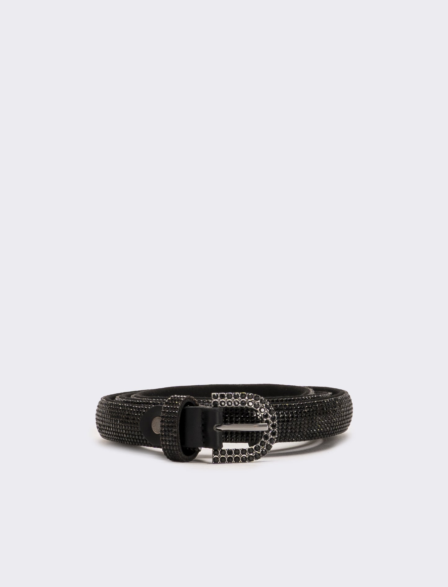 Cintura donna sottile con strass - Nero