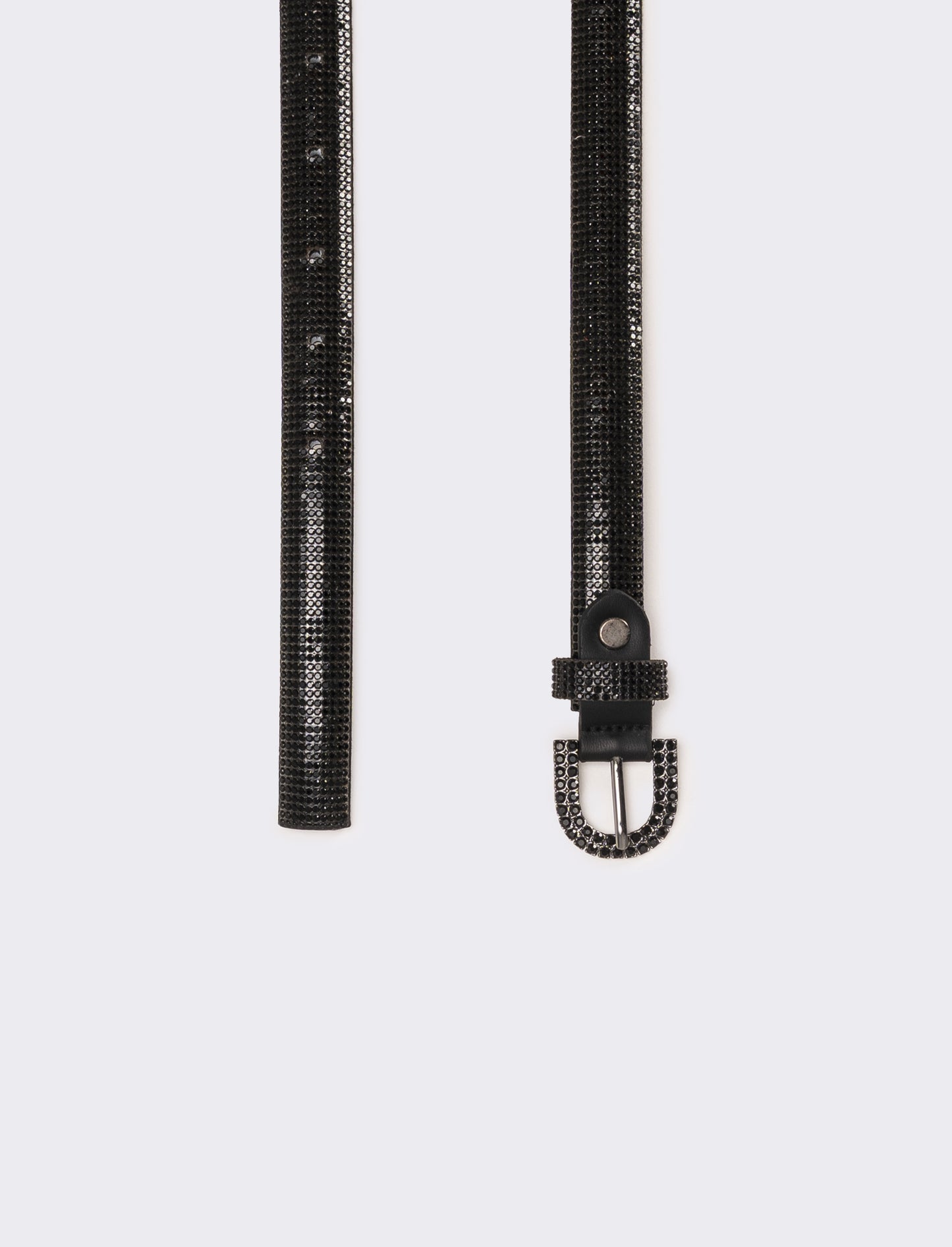 Cintura donna sottile con strass - Nero