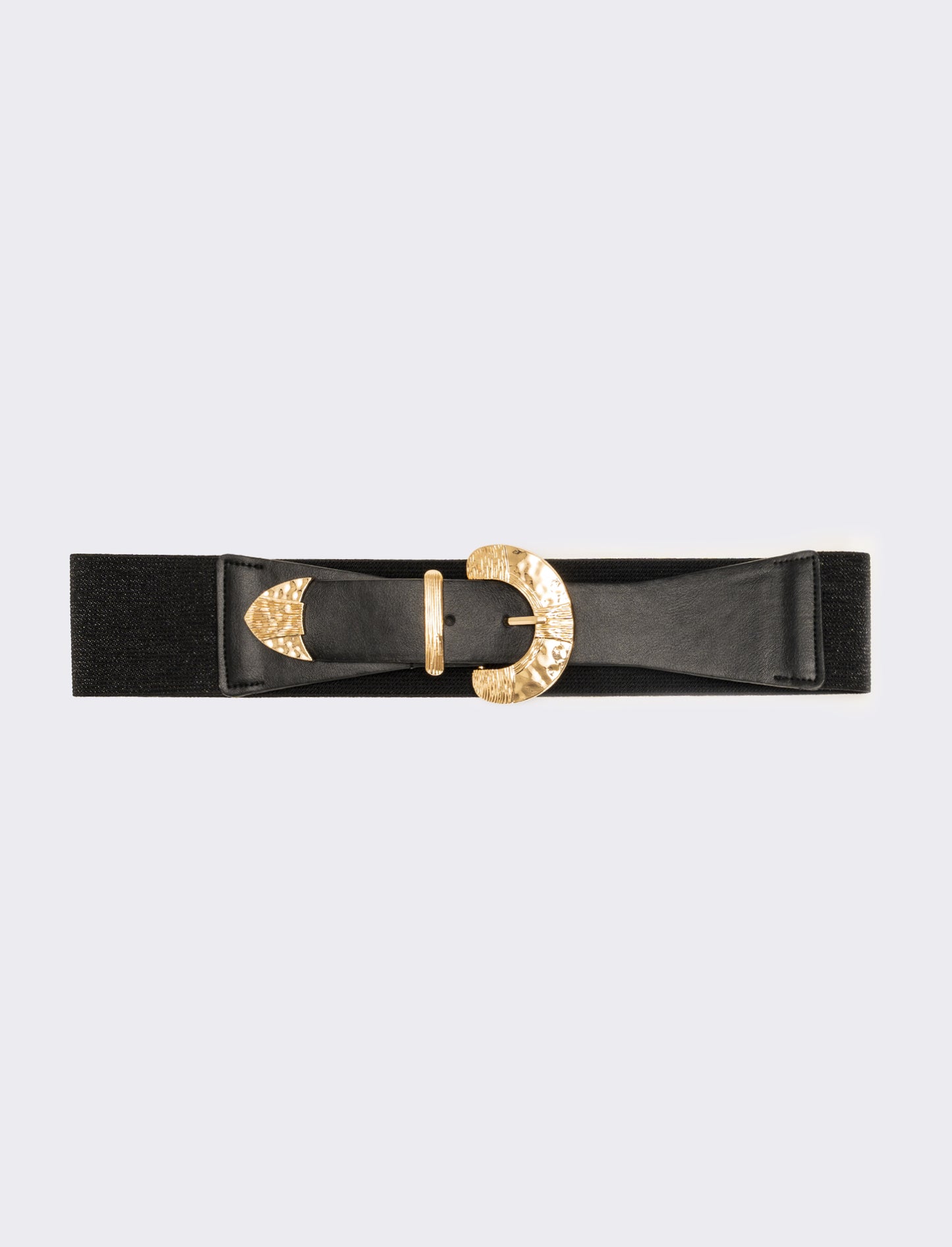Cintura donna elastica con fibbia martellata - Nero