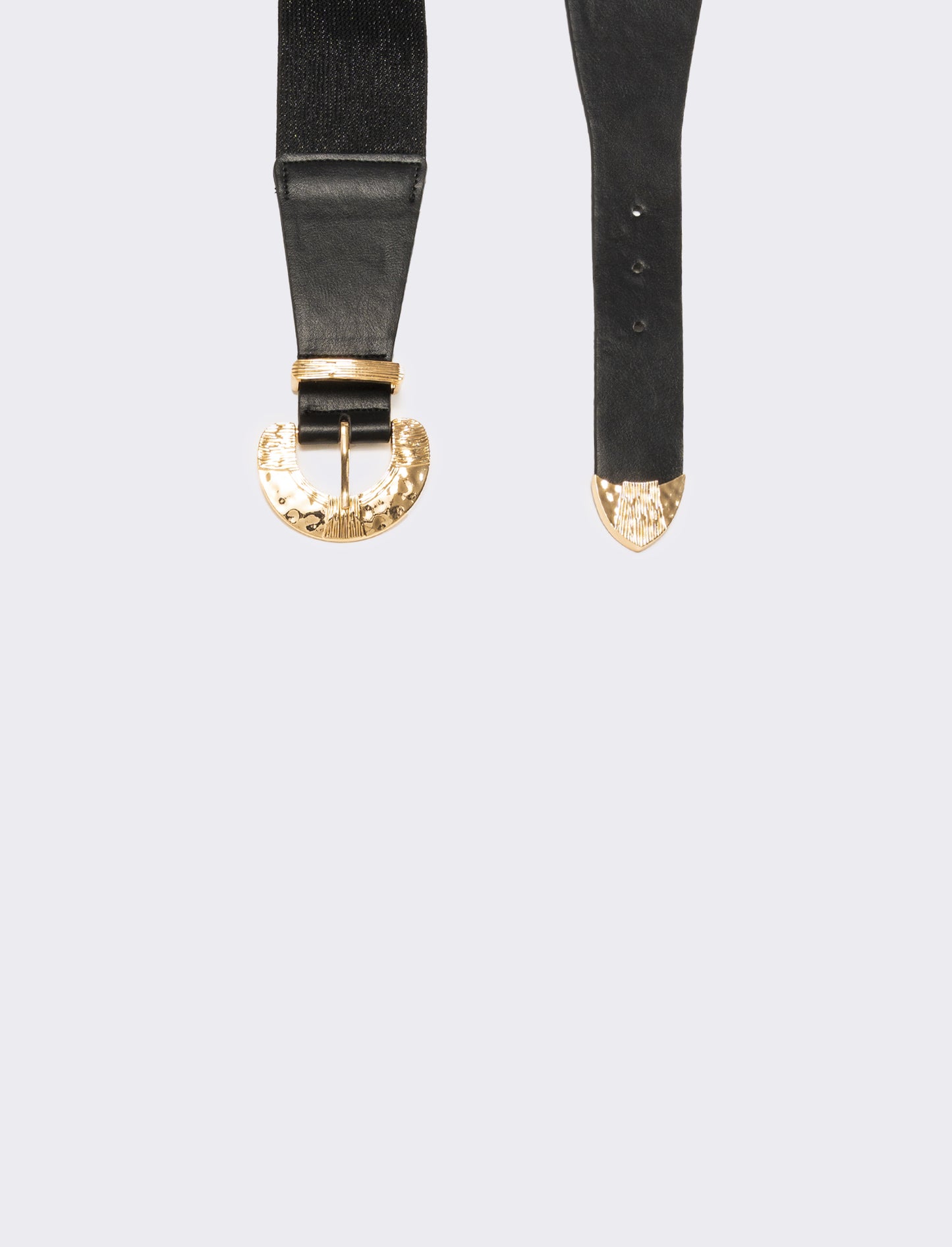 Cintura donna elastica con fibbia martellata - Nero