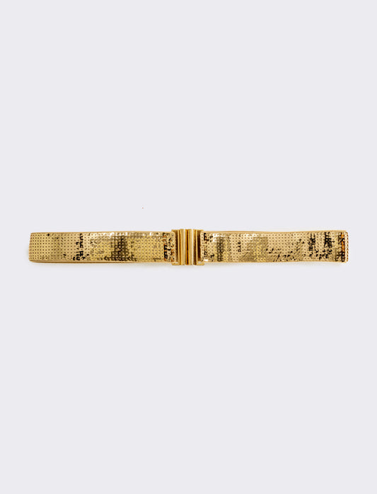 Cintura donna con paillettes quadrata h 4 cm - Oro