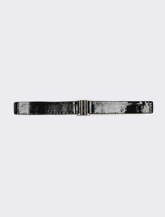 Cintura donna con paillettes quadrata h 4 cm - Nero