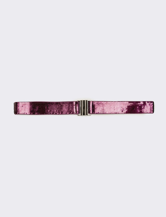 Cintura donna con paillettes quadrata h 4 cm - Bordeaux
