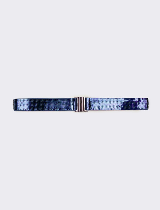 Cintura donna con paillettes quadrata h 4 cm - Blu