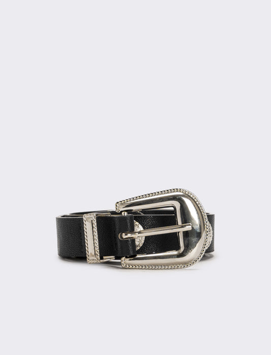 Cinture donna con borchie e puntale in metallo - Nero
