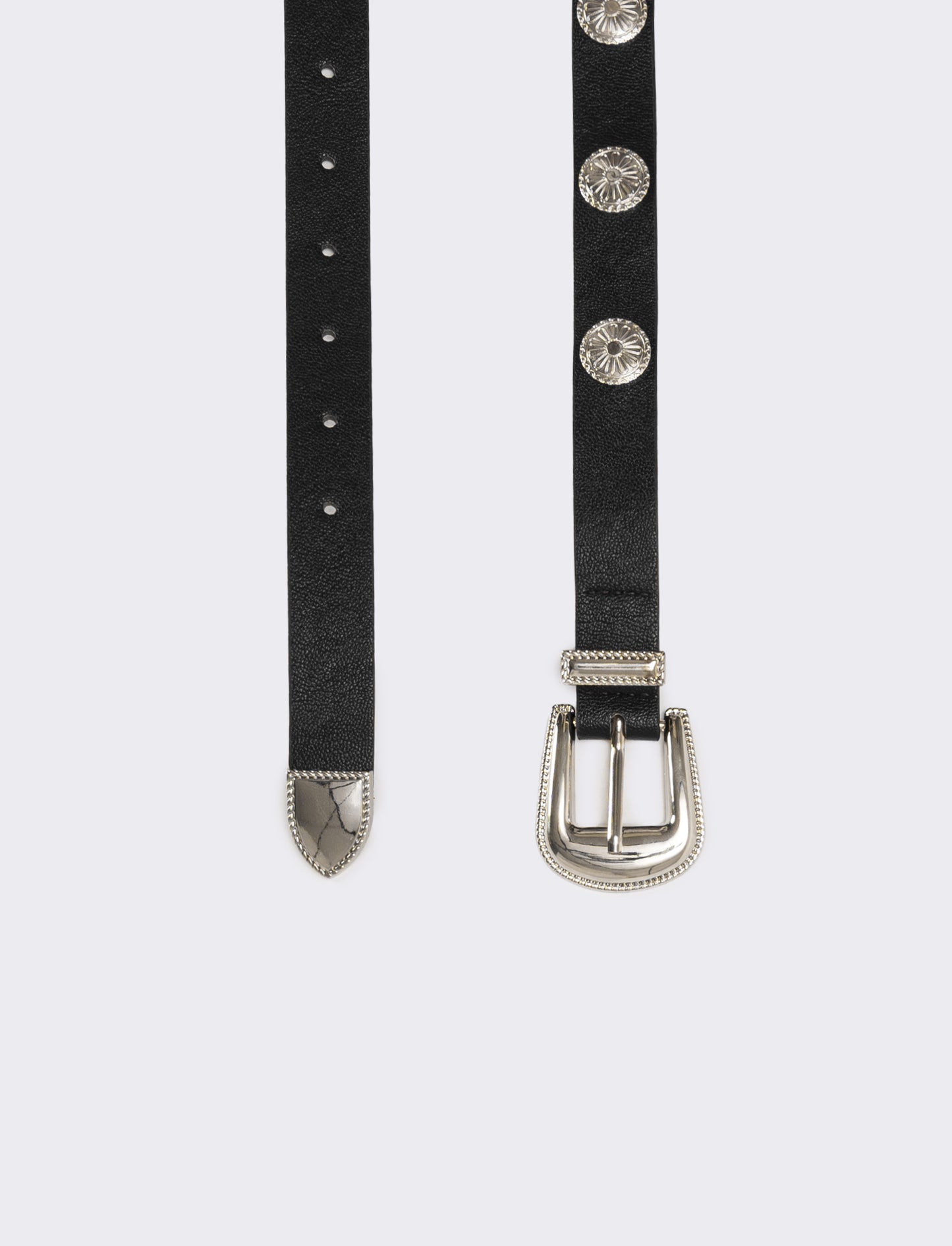 Cinture donna con borchie e puntale in metallo - Nero