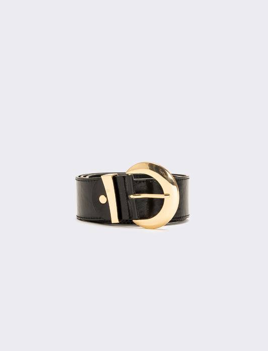 Cintura donna passante asimmetrico h 5 cm - Nero-oro