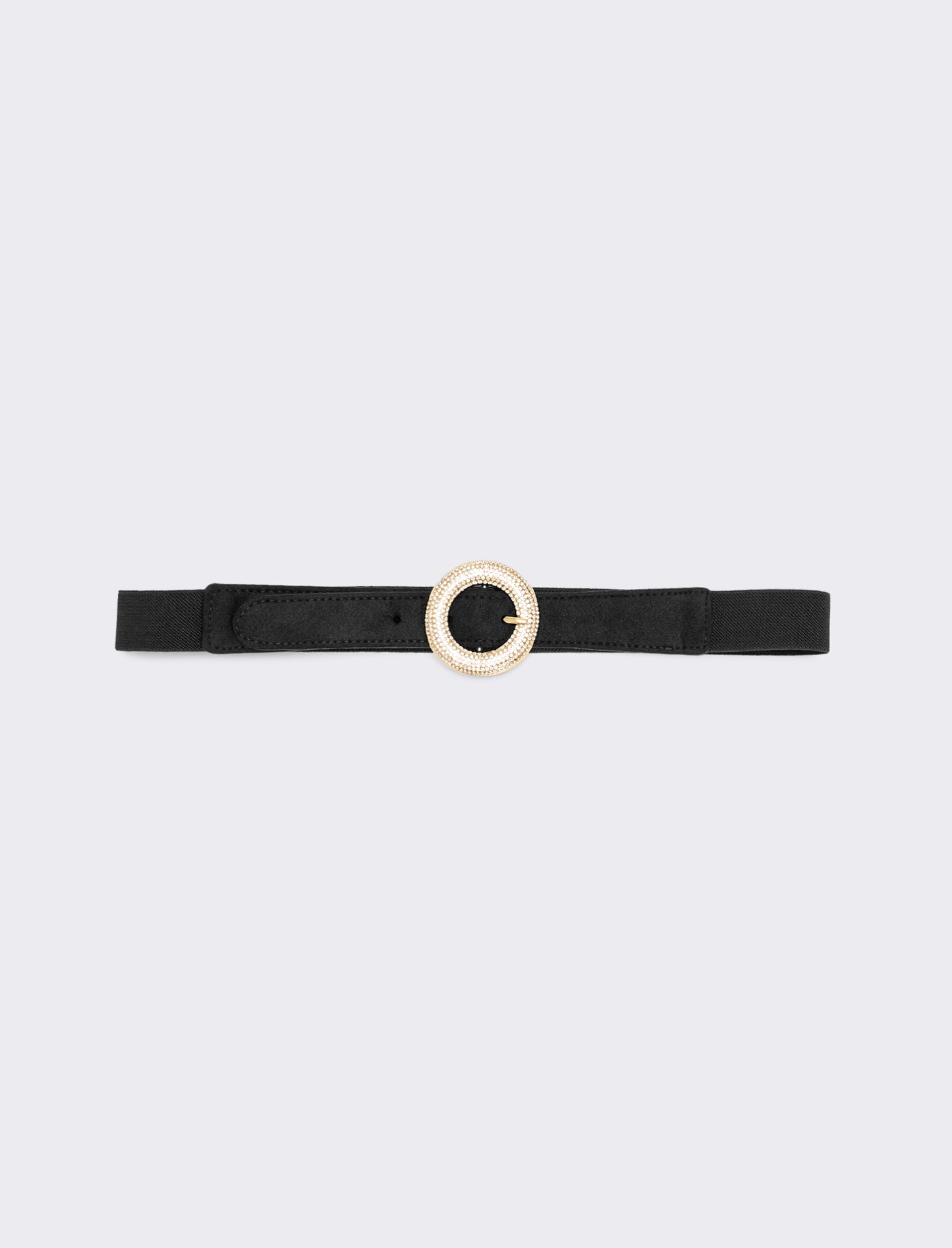 Cintura donna elastica con fibbia strass - Nero