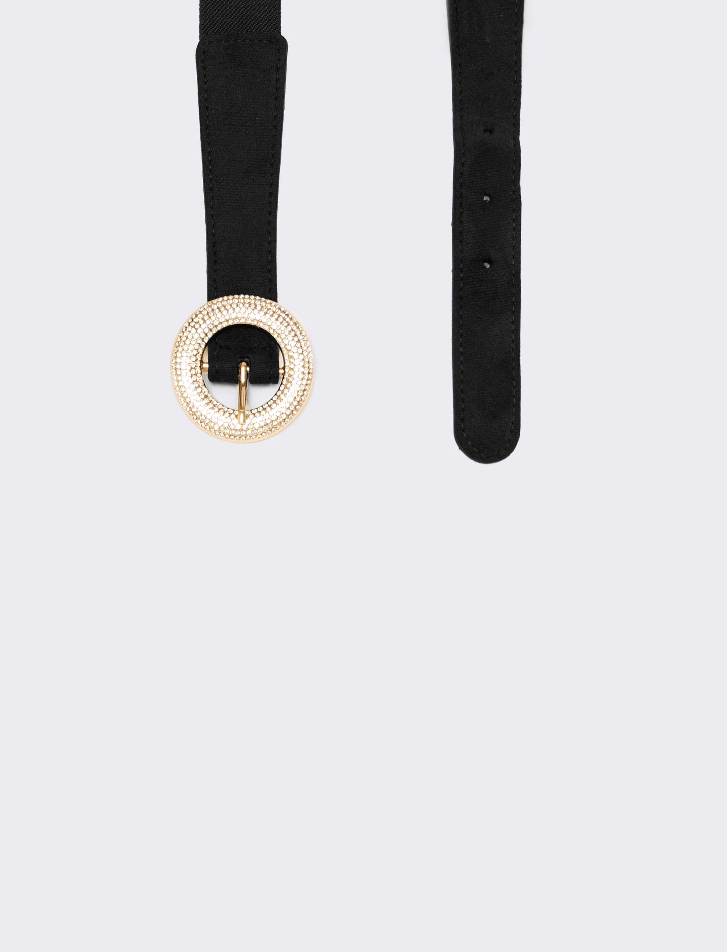 Cintura donna elastica con fibbia strass - Nero
