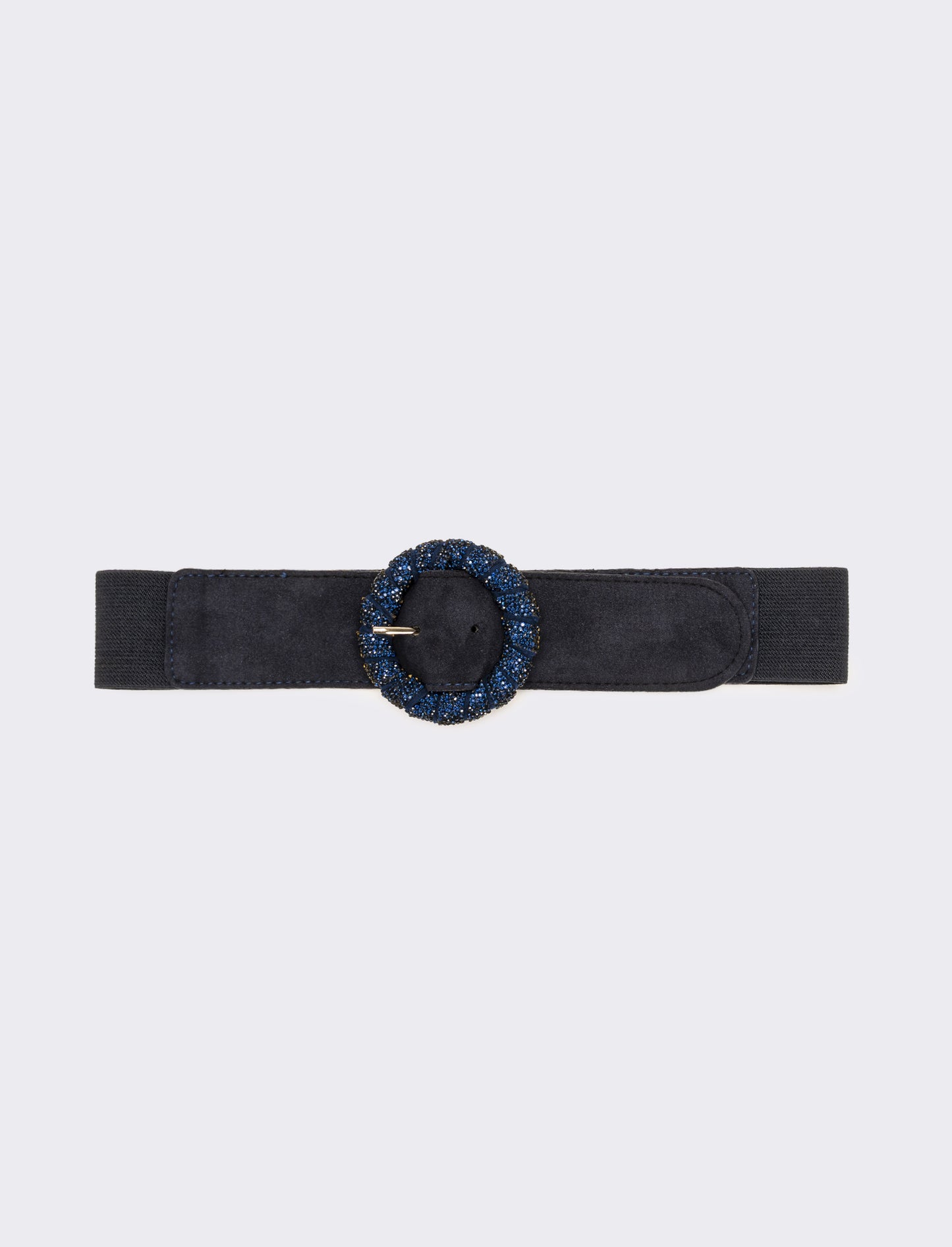 Cintura donna elastica fibbia rotonda con pietre - Blu