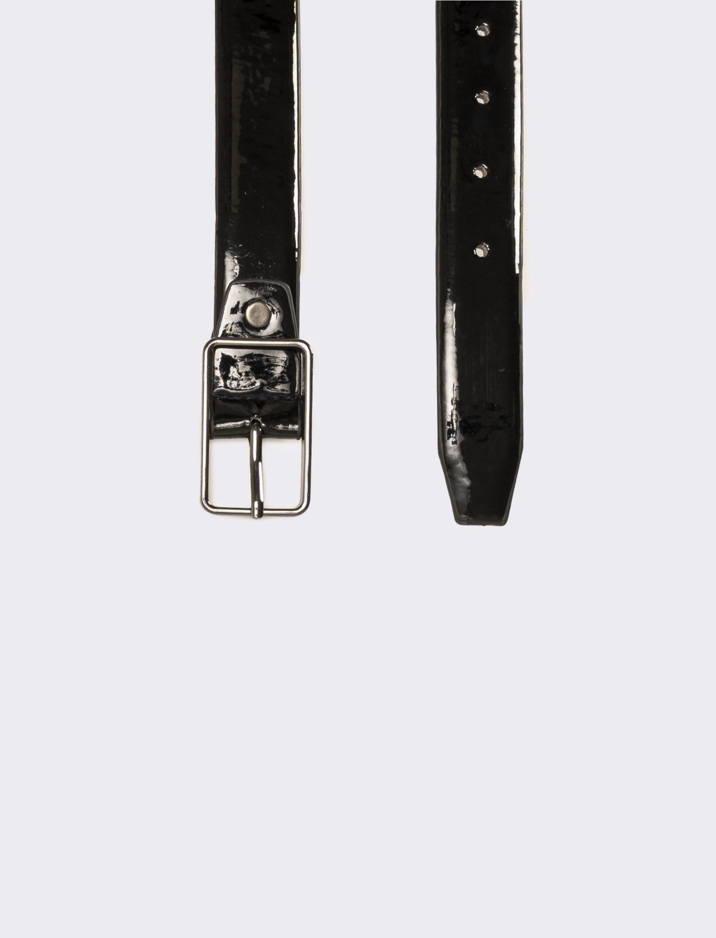 Cintura uomo in vernice sottile - Nero-grigio