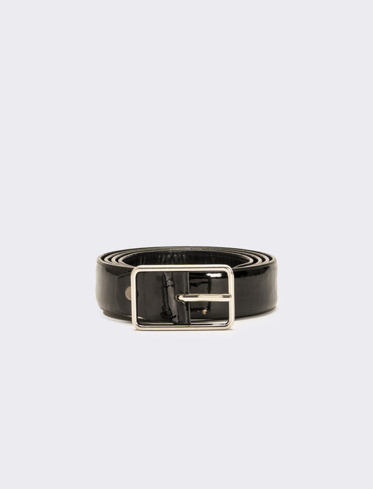 Cintura uomo in vernice sottile - Nero