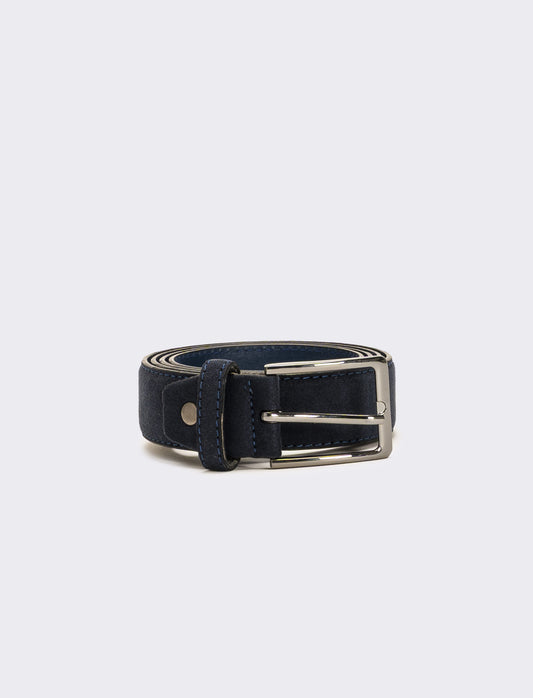 Cintura uomo suede con fibbia opaca - Blu