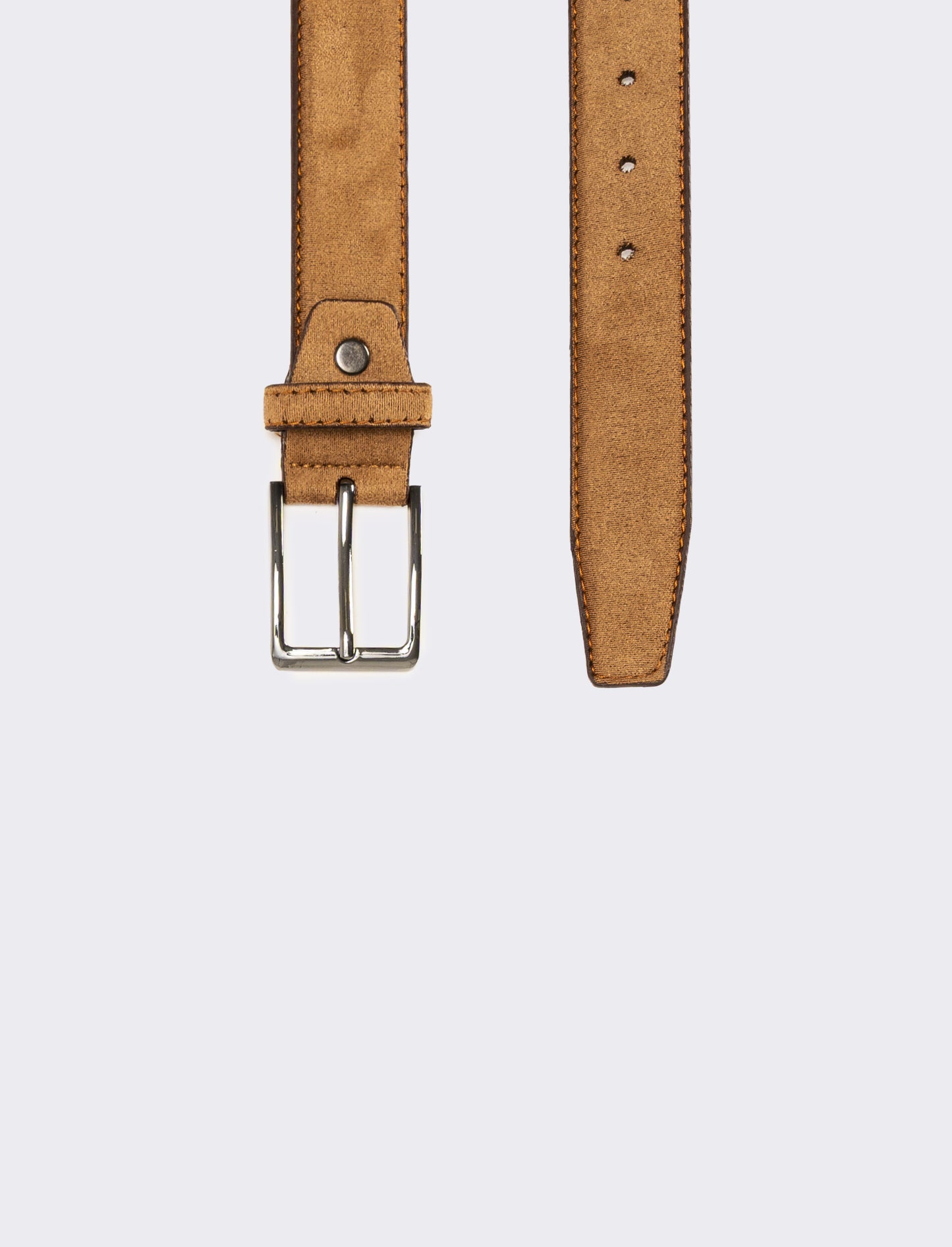 Cintura uomo suede con fibbia opaca - Marrone