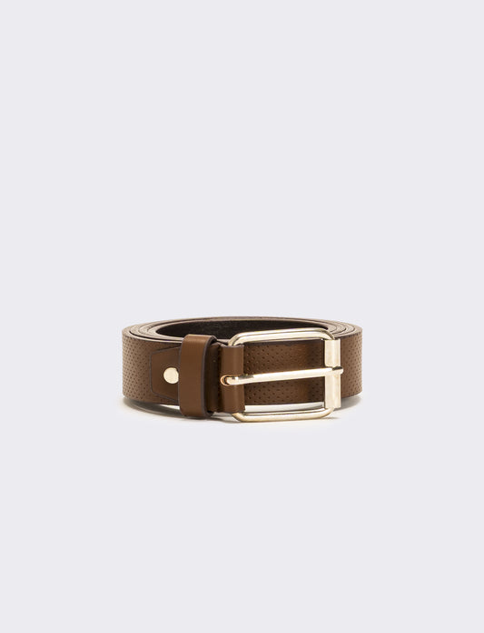 Cintura uomo stampa saffiano - Marrone