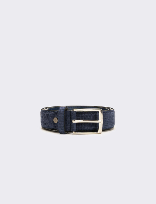Cintura uomo in tessuto velvet h 3,5 cm - Blu
