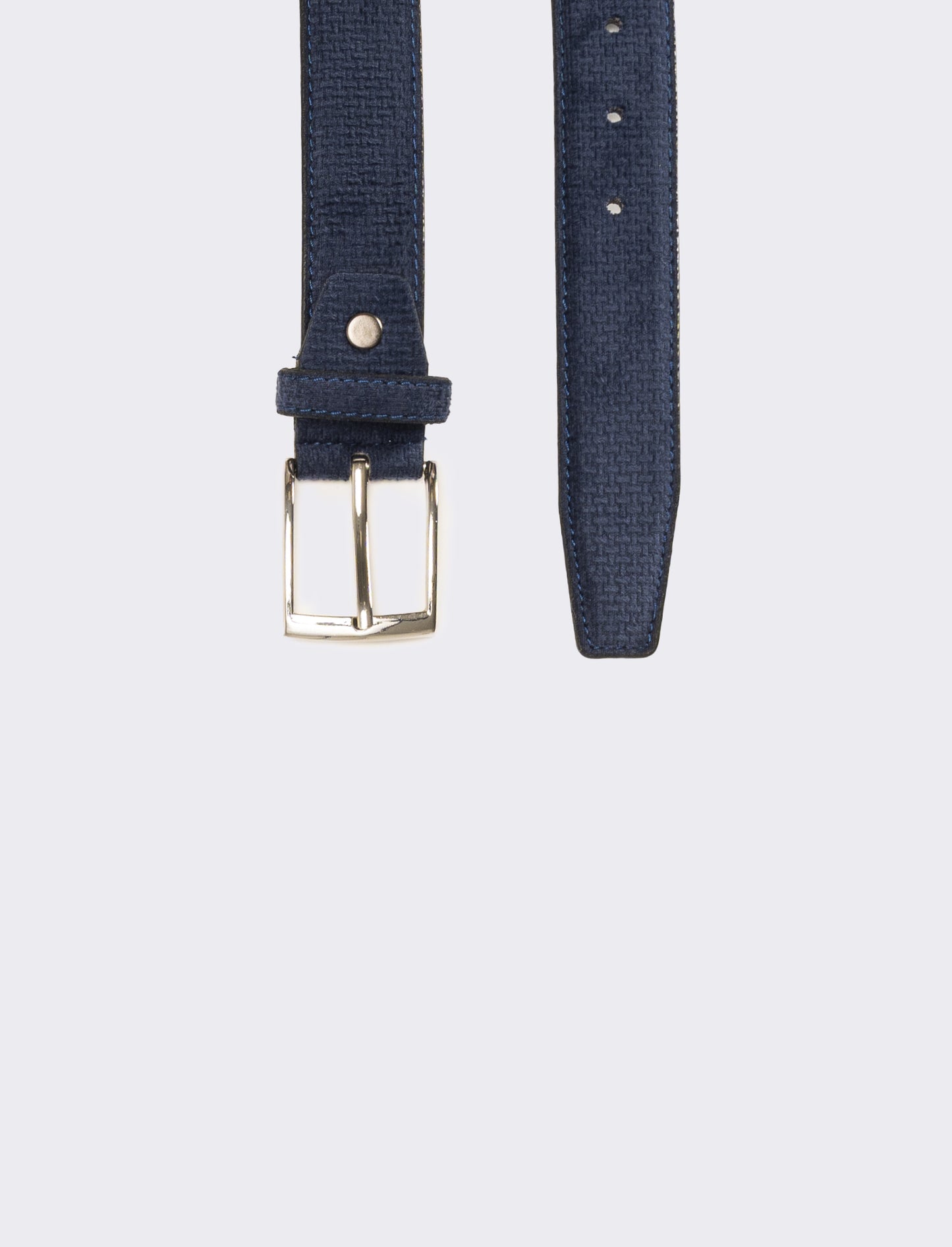 Cintura uomo in tessuto velvet h 3,5 cm - Blu