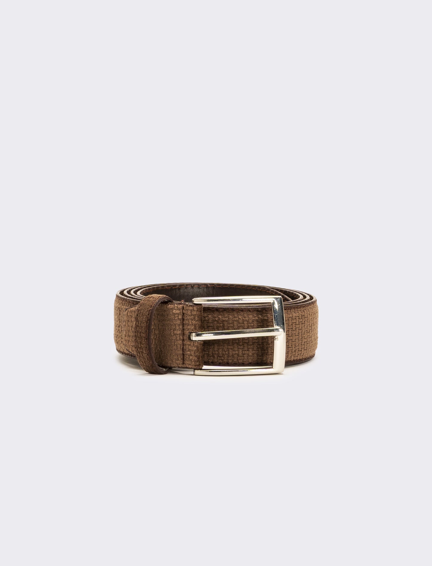 Cintura uomo in tessuto velvet h 3,5 cm - Marrone
