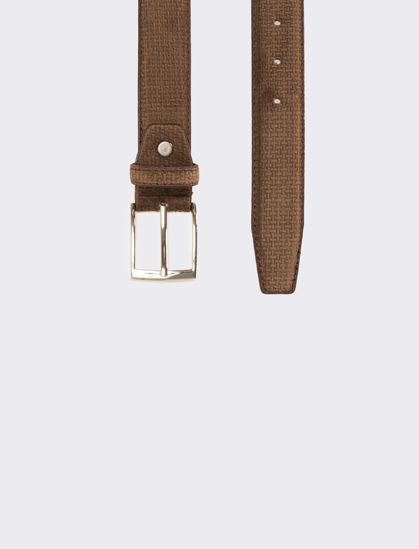 Cintura uomo in tessuto velvet h 3,5 cm - Marrone