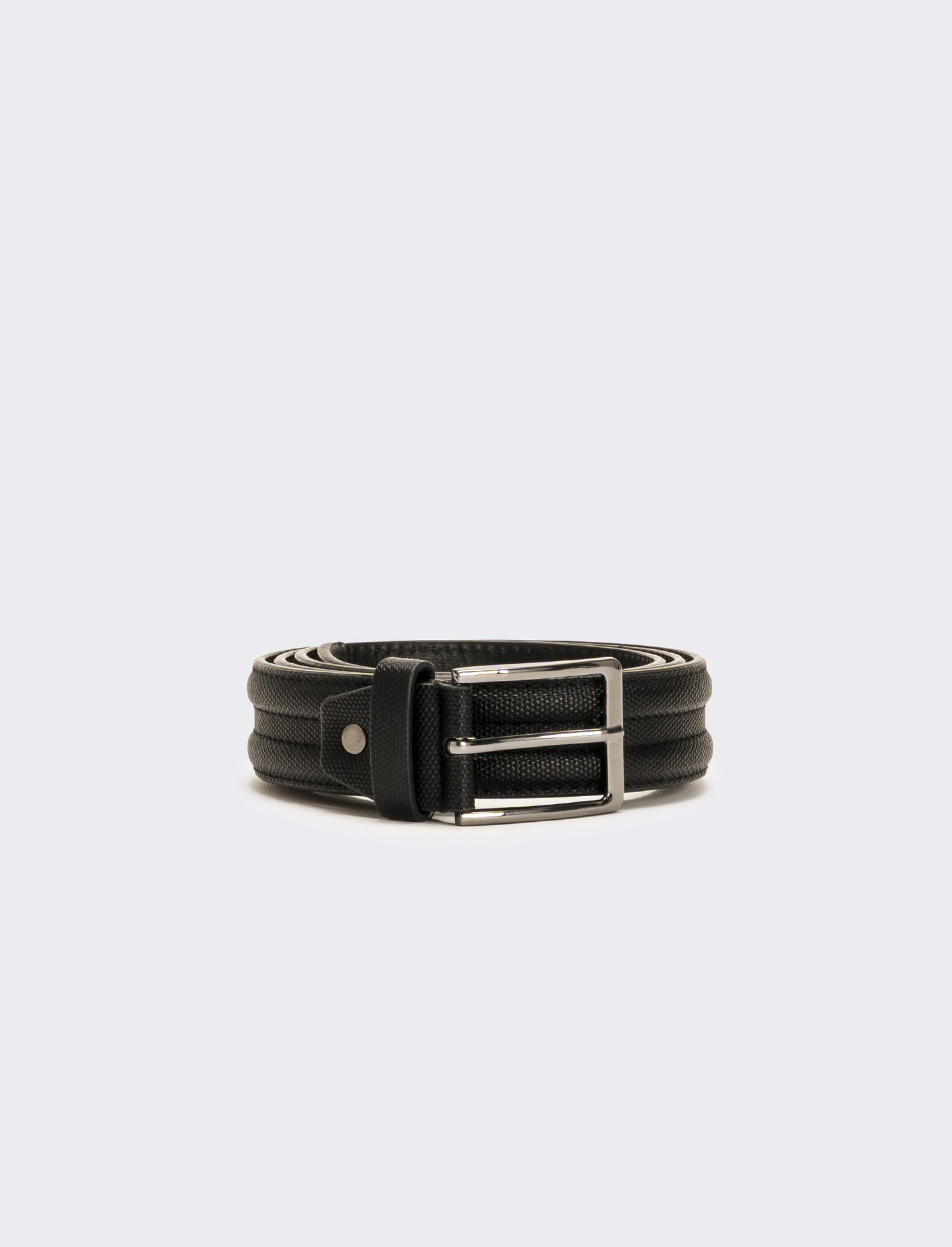 Cintura uomo con fusto a rilievo h 3,5 cm - Nero
