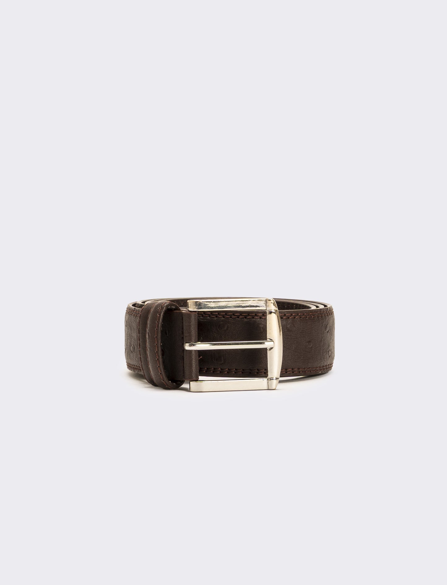 Cintura uomo stampa struzzo h 3,5 cm - Marrone