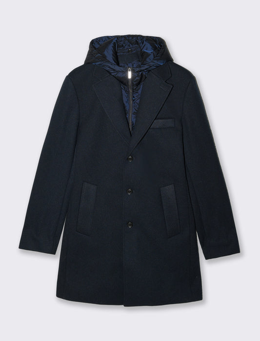 CAPPOTTO FINTO DOPPIO CAPO - Blu melange