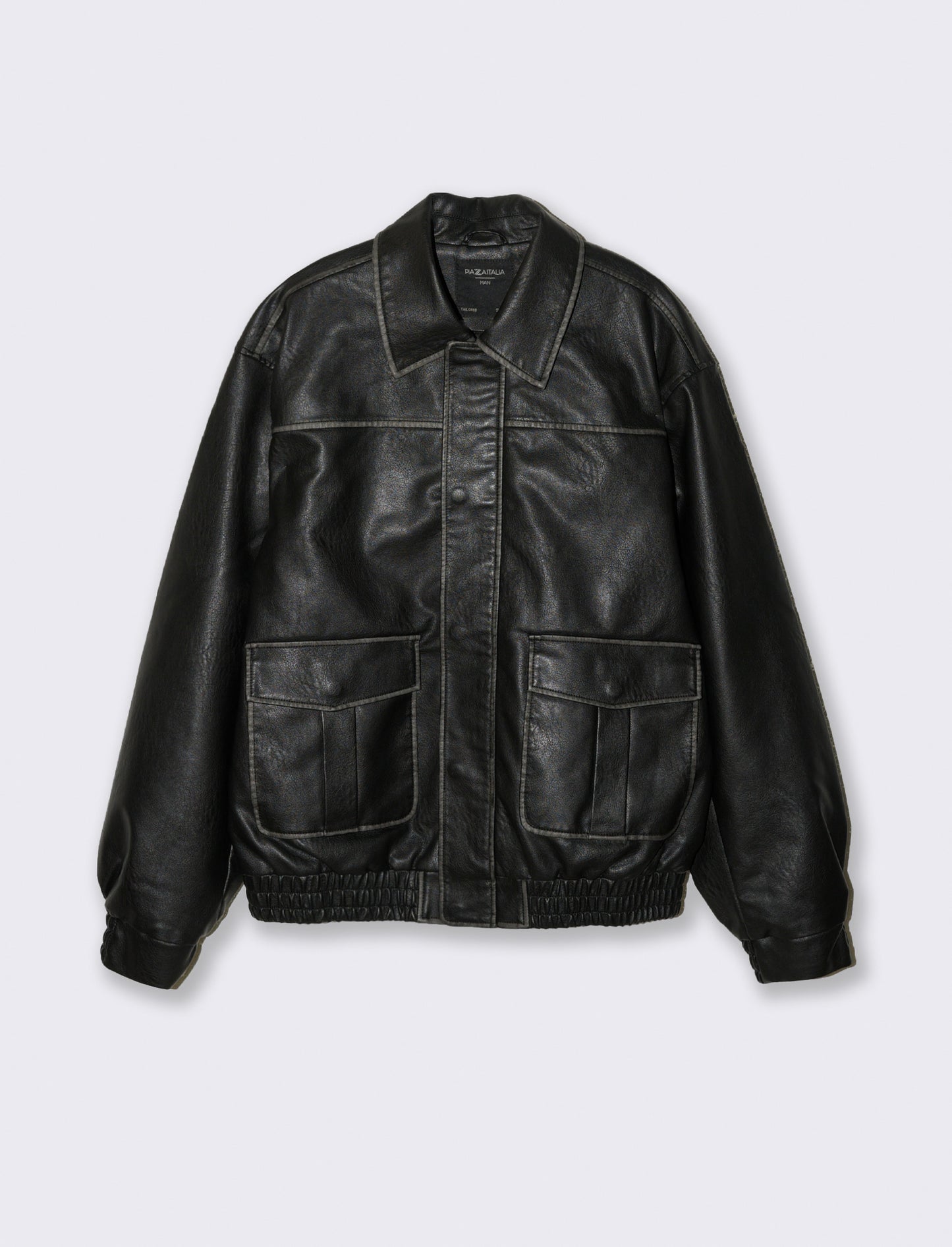 GIUBBOTTO AVIATOR EFFETTO PELLE - Nero