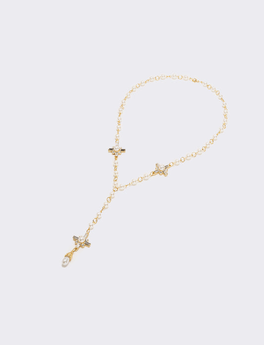 Collana rosario con perle e croci eleganti - Oro