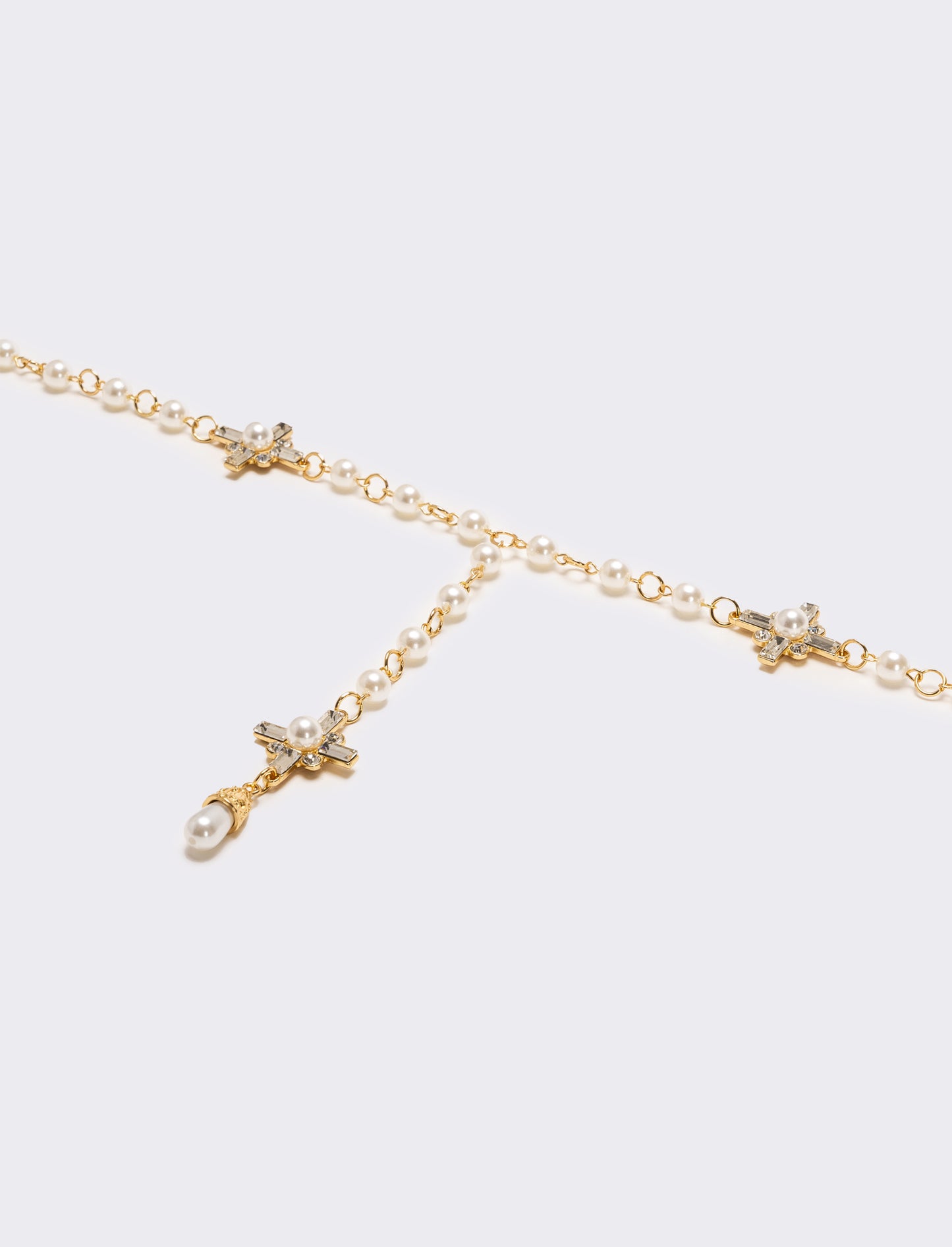 Collana rosario con perle e croci eleganti - Oro