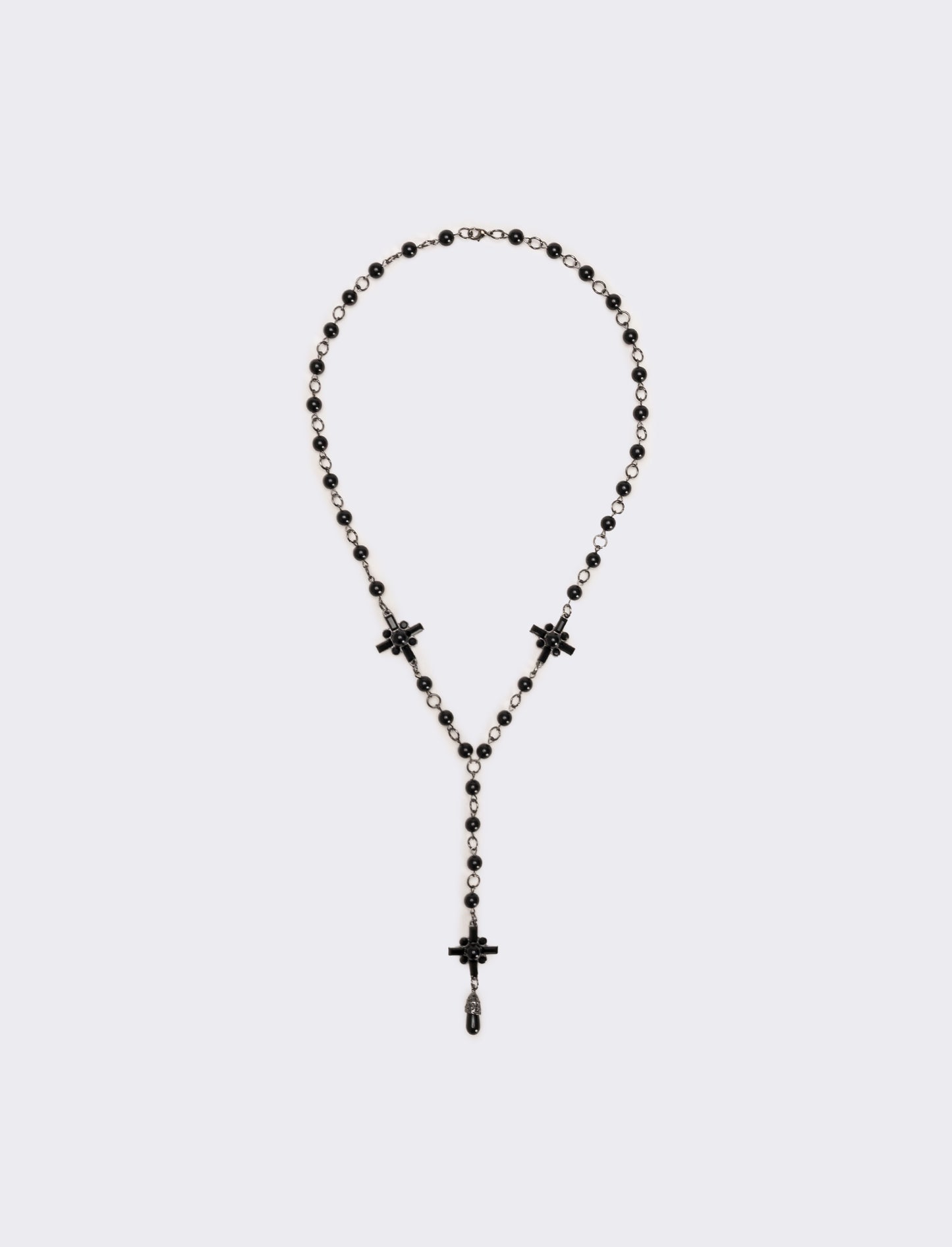 Collana rosario con perle e croci eleganti - canna di fucile